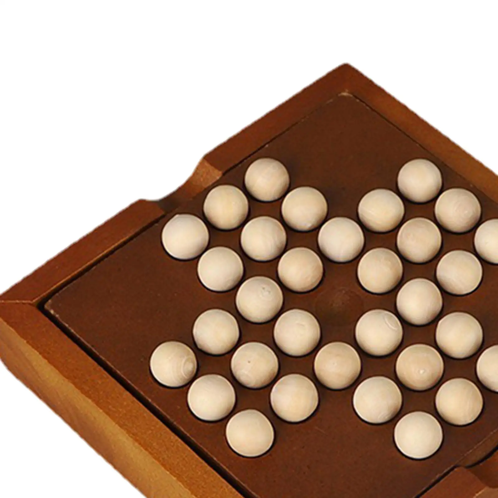 Wooden Solitaire Board Game Office Decor Chess Solo Board Game Educational Family Wooden Puzzle for Adults Kids