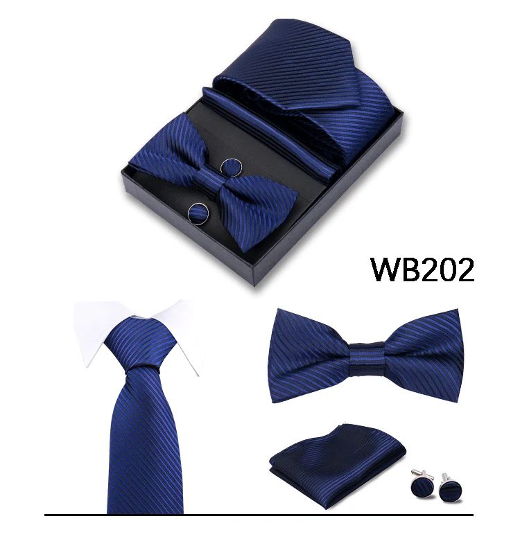 Huishi Hot Sale Herren Krawatte 6-teiliges Set Cashew-Druck Krawatten Manschetten knöpfe quadratisches Handtuch Schmetterling Bogen Business Krawatten Geschenk box – Detail 4