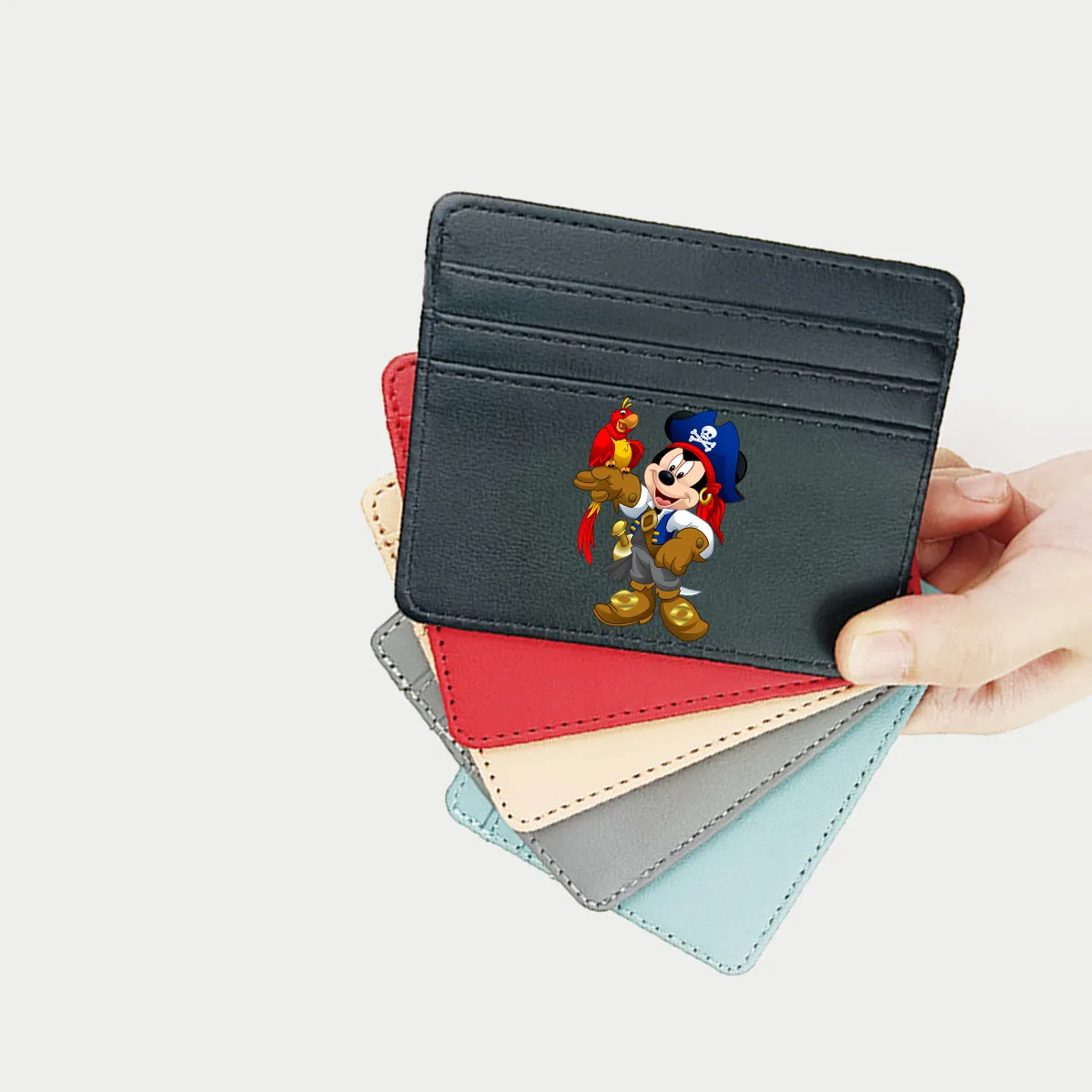 Disney Mickey Mouse Cartoon Pu Leather ID Card Holder Bank Credit Cards Slim Card Case Coin Wallet Women Men Business Card Bag