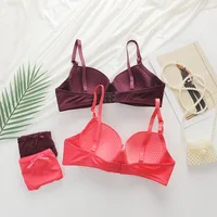 Women's sexy lingerie set with detachable shoulder straps and steel ring gathered thin mold cup lingerie 2