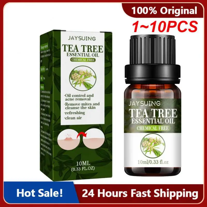 

1~10PCS Tea Tree Facial Essential Oil 10ml Organic Serum Moisturize Brighten Hydrate Skin Anti-Acne Anti- Age Therapeutic Grade