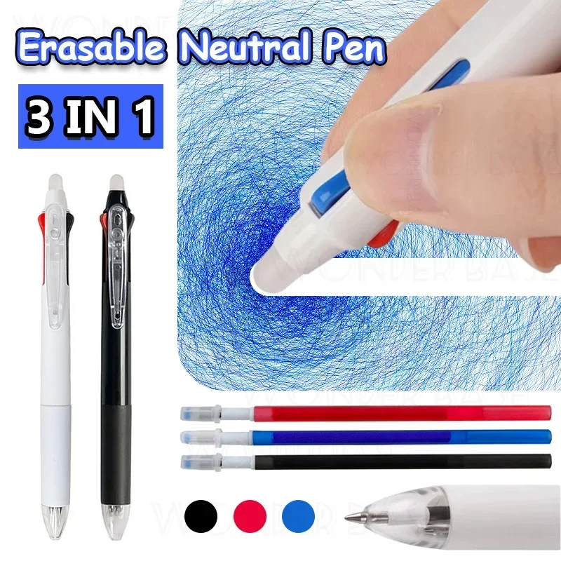 Gel Pens Erasable Neutral Pens Color Pen Set Colored Pens Erasable Gel Pens Erasable Pens 3 in 1 Erasable Gel Pen Set 0.5mm Replaceable Black Blue Red Refills Multicolor Erasable Pen Office School Student Stationery