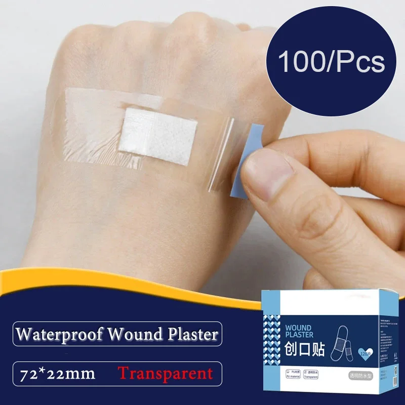 100PCS Waterproof Band Aids Bandages Wound Adhesive Plaster Medical  Anti-Bacteria Band Aid Sticker Home Travel Emergency Kit