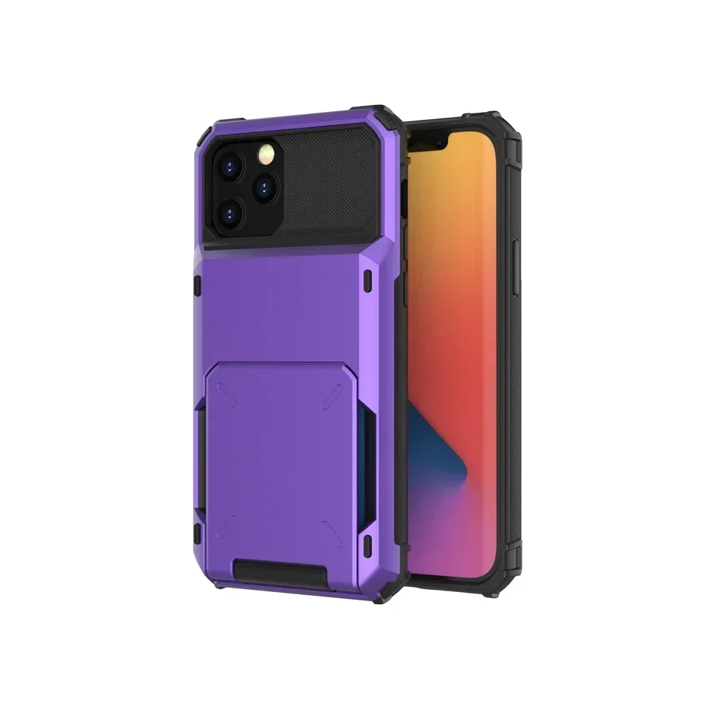 Luxury Flip Card Holder Armor Phone Case with Shockproof Plating Cover