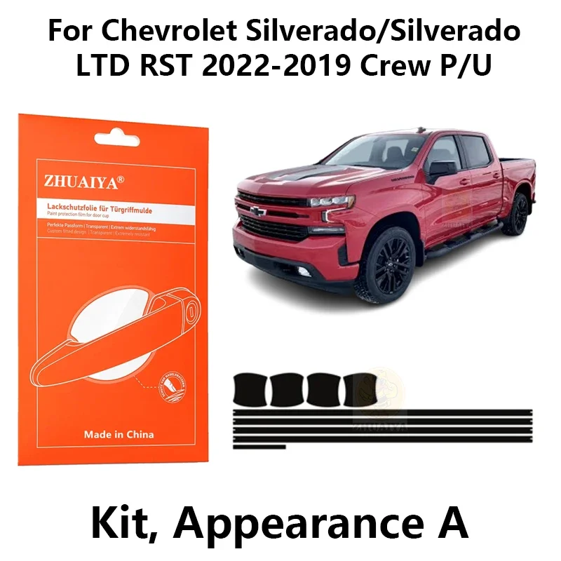 

Защитная пленка для края дверной ручки, защитная пленка из ТПУ для Chevrolet Silverado/SilveradoLTD RST 2022-2019 Crew P/U