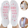 Labor and Delivery Inspirational Fun Non Skid Push Socks for Maternity -"Baby You're Worth It!" 1