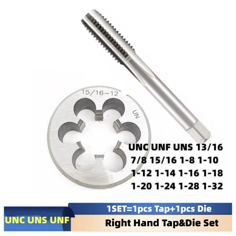 

1Set American Screw Hand Tap and Die Set Fine Thread Dies Taps Suit UNC UNS UNEF 13/16 7/8 15/16 1-8 1-10 1-12 1-14 1-16 1-18