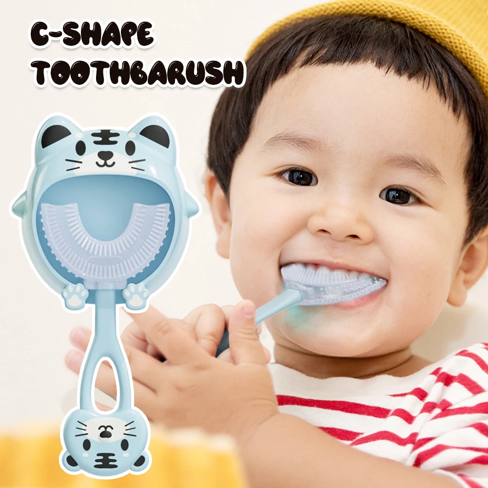 Children 360 Degree U-shaped Baby Toothbrush Children's Teeth Oral Care Cleaning Brush Soft Silicone Toothbrush Baby Items 2-12Y