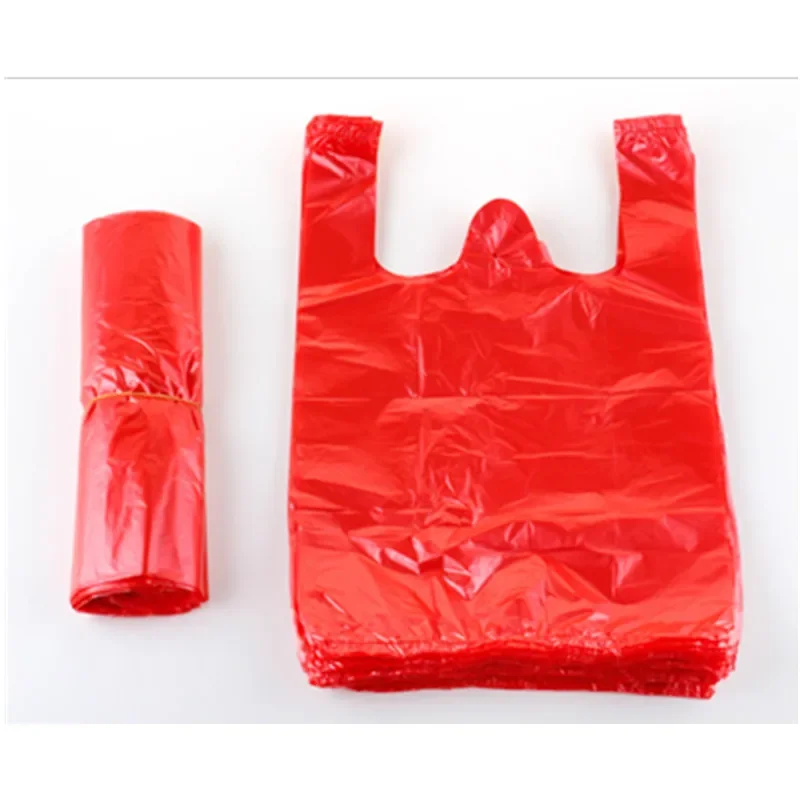 100pcs-Red-Plastic-Bag-Supermarket-Grocery-Gift-Shopping-Bag-Thicken ...