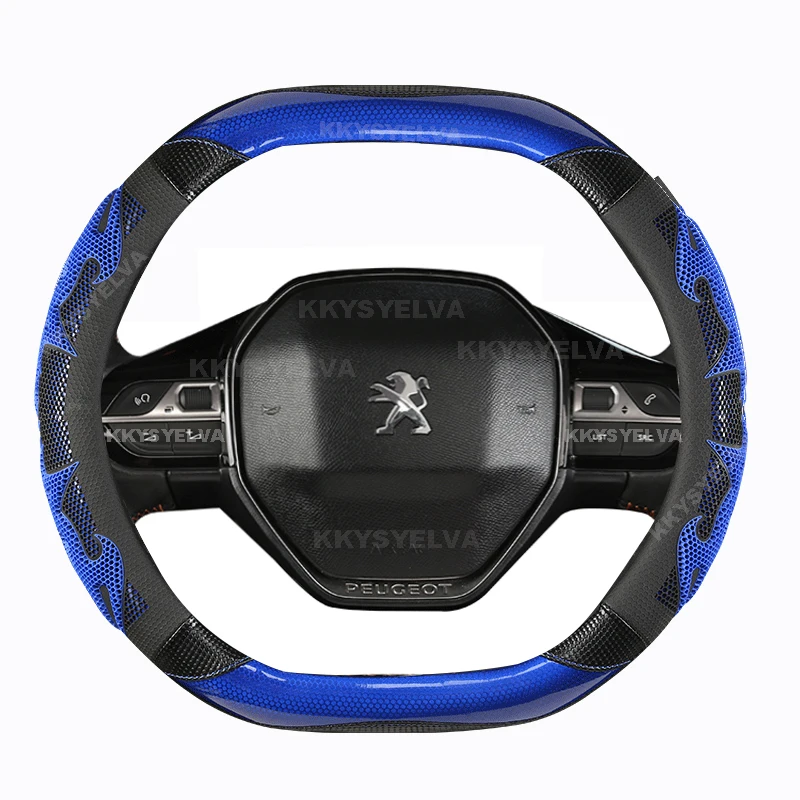 

Чехол на руль автомобиля для Peugeot 308 308 III 2021 2022, углеродное волокно + искусственная кожа, модные Нескользящие автомобильные аксессуары
