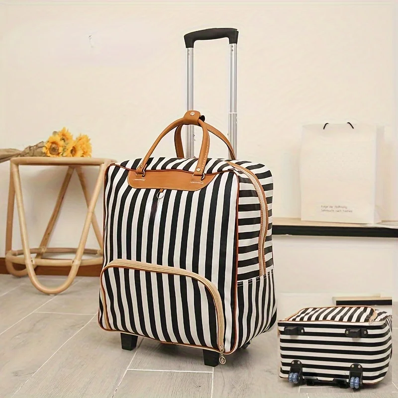 

Simple Striped Pattern Tavel Luggage Case, Lightweight Multifunctional Suitcase With Wheels