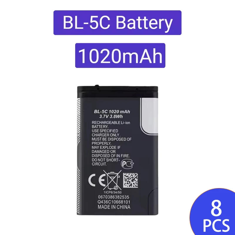 8 pezzi da 1020 mAh