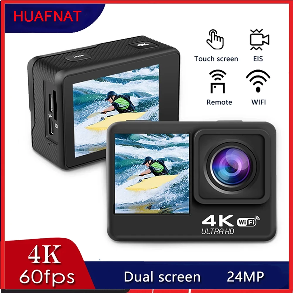 2024New G9Pro + Action Camera 5K 4 k60fps 48MP 2.0 Touch LCD EIS Dual Screen WiFi 170D impermeabile 30M 4X Zoom Go Sports Pro Camera