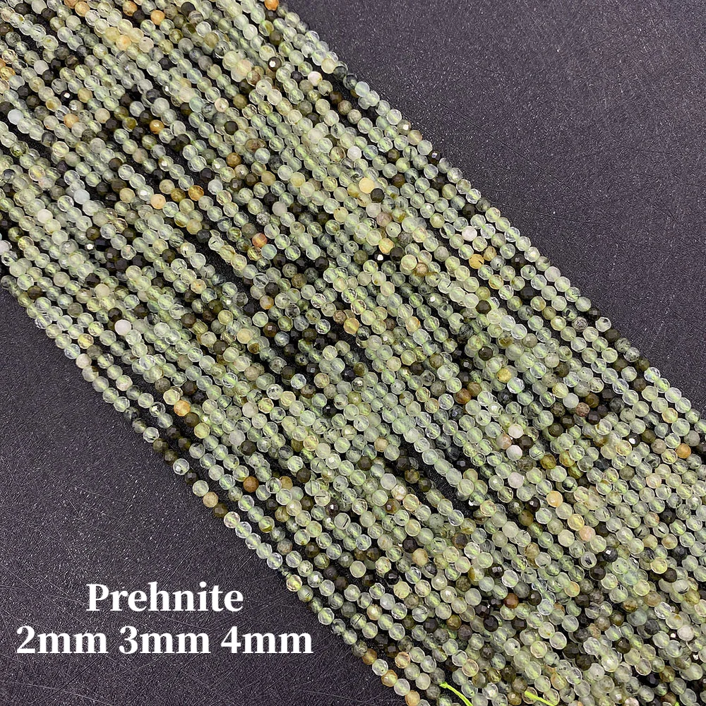 

Natural Stone Beads Prehnite 2mm3mm4mm Facet Beads for Jewelry Making DIY Necklace Bracelets Earrings Jewelry Beaded Accessories