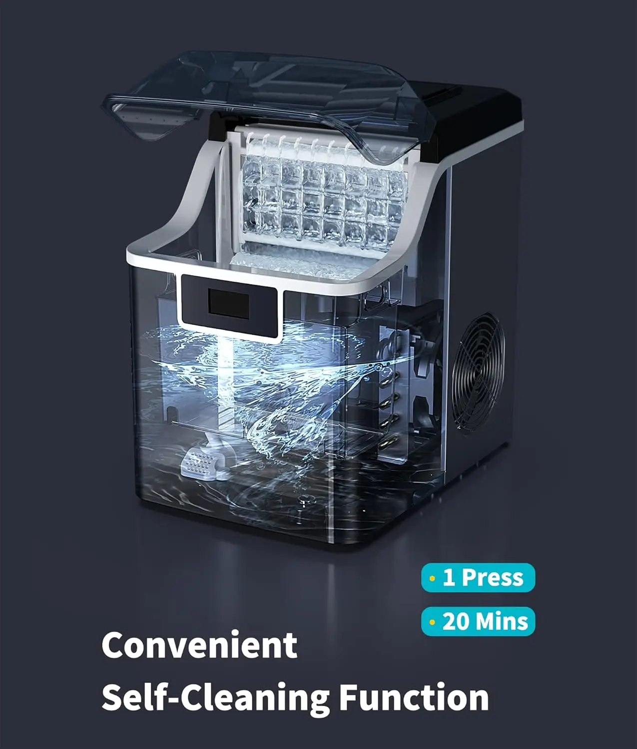 Countertop Ice Makers, 45lbs Per Day, 24 Cubes Ready in 13 Mins, Stainless Steel Housing, Auto Self-Cleaning Ice Maker with