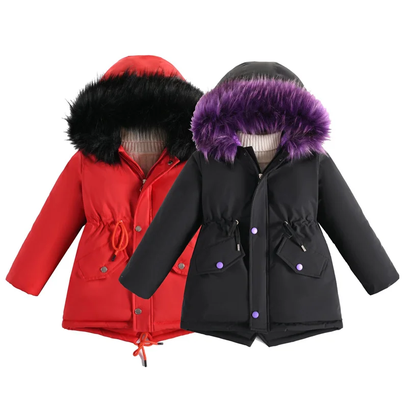 

Children's Down Coat Girls Spring and Autumn Jacket Baby Thicken Warm Windproof Outerwear Infant Plus Velvet Cotton Parkas