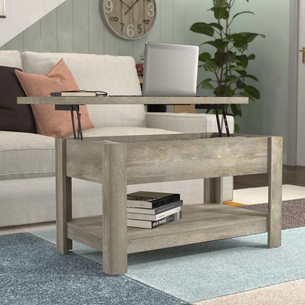 

Coover Wood Rectangle Lift Top Coffee Table Restaurant Tables Driftwood Gray Freight Free Side Living Room Furniture Home