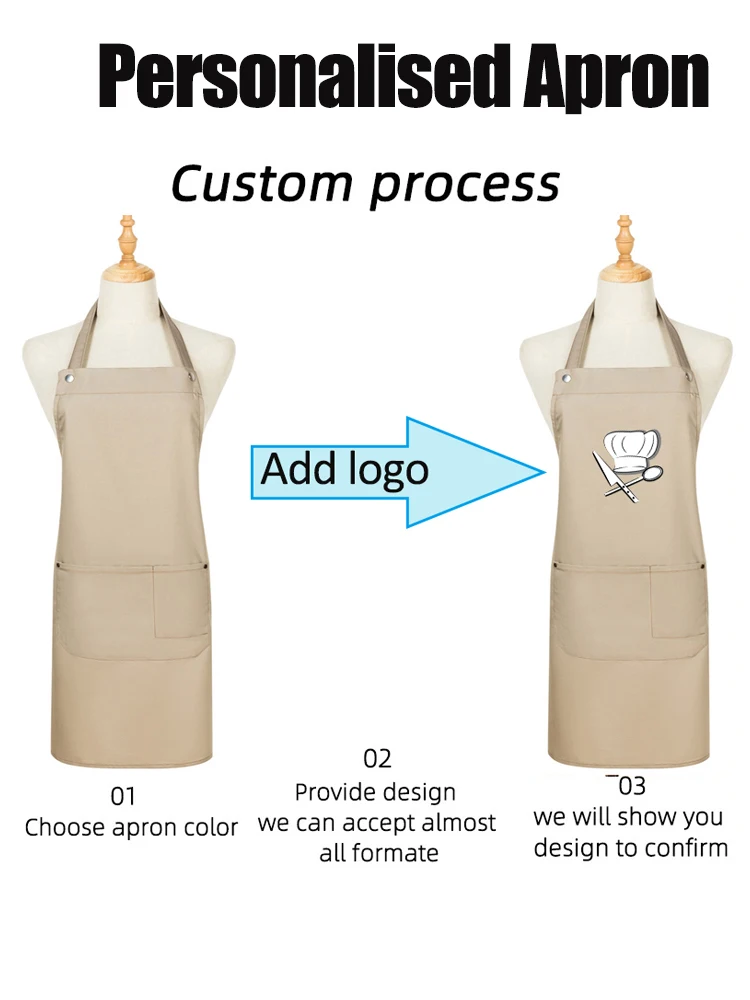 Customize Work Aprons Personalized Logo Man Chef Bib Apron Hairdresser Nail Beauty Apron Kitchen Cooking Cleaning Robe for Women 3 S98436998f7ed420e89d787ce0f046dbcf