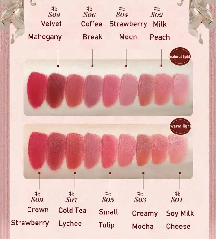 Flower Knows Cloud Lip Cream Strawberry Rococo Series Matte Liquid Lipstick Mud Long-lasting Waterproof Velvet 3.5G Makeup 4