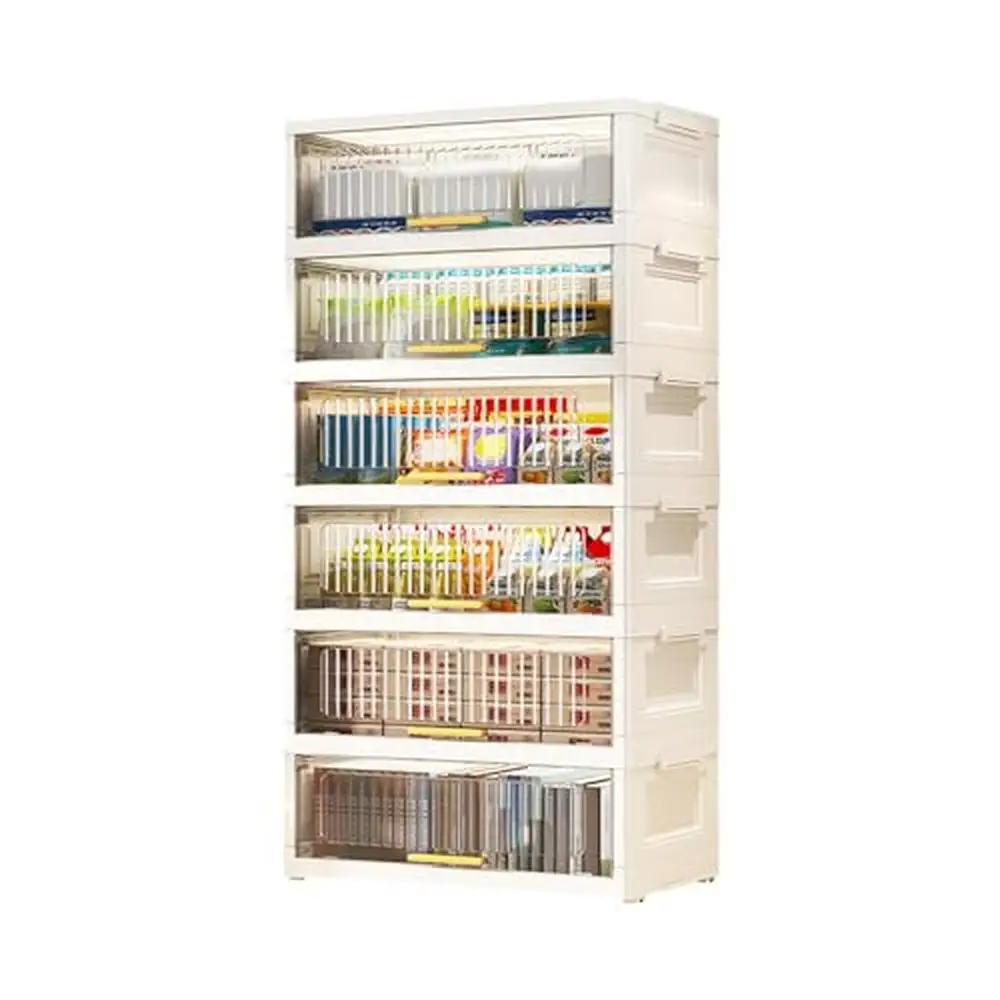 

Large Capacity Foldable Storage Box with Pulleys Bedroom Living Room Office Kitchen Organizer and Clutter-free Space Organizing