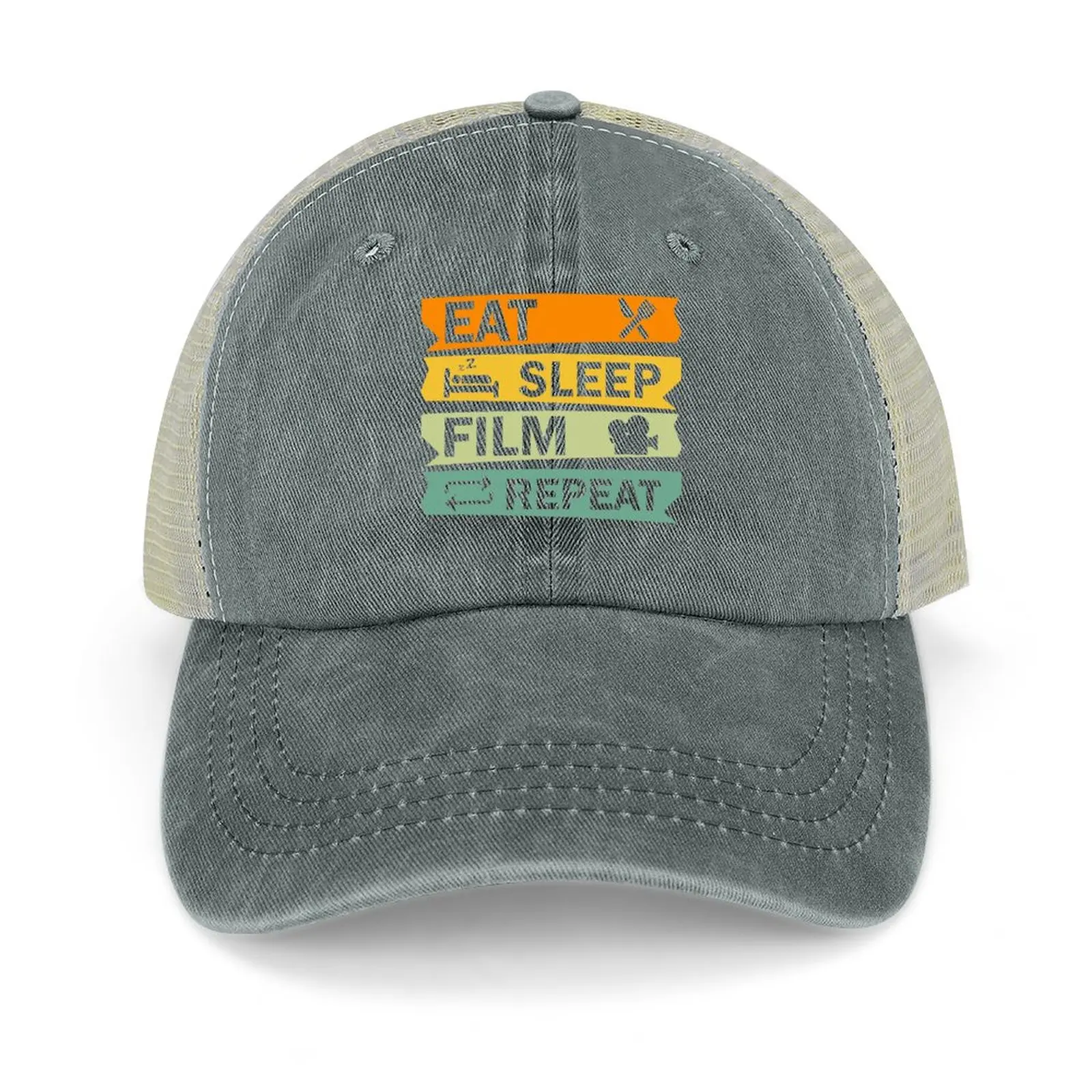 

Eat Sleep Film Repeat, Funny Film Quote, Film Buff, Movie Buff Gift Idea Cowboy Hat boonie hats Trucker Hat Mens Hats Women'S