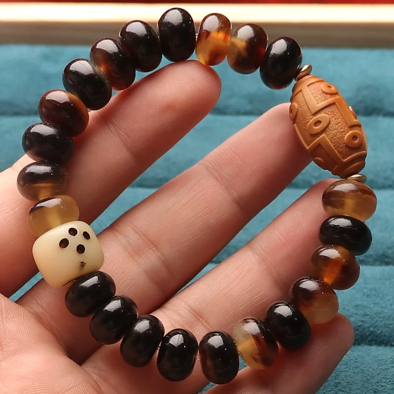 

Натуральный Тибет с кровотоком, старые бусины, играющий рог, забота о здоровье, зрения, культурный артефакт, молитвенные бусины, браслет