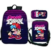 3pcs Friday Night Funkin Backpack with Crossbody Bag Cartoon Pen Case Kawaii Girls Boys Children Rucksack Kids Teenagers Bag 3