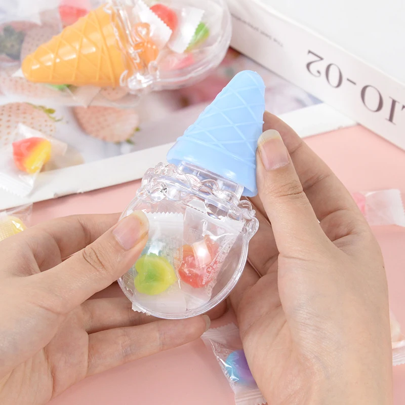 8pcs Creative Ice Cream Shape Candy Box Plastic Transparent Sweet Cone Gift Boxes Baby Shower Wedding Birthday Party Favors