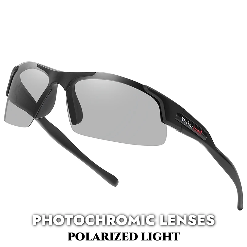 Klassische halbrandlose polarisierte Sport-Sonnenbrille, verträumte mehrfarbige Gläser für Reisen, Fahren, Angeln, Radfahren, UV-Schutz, Unise – Detail 12