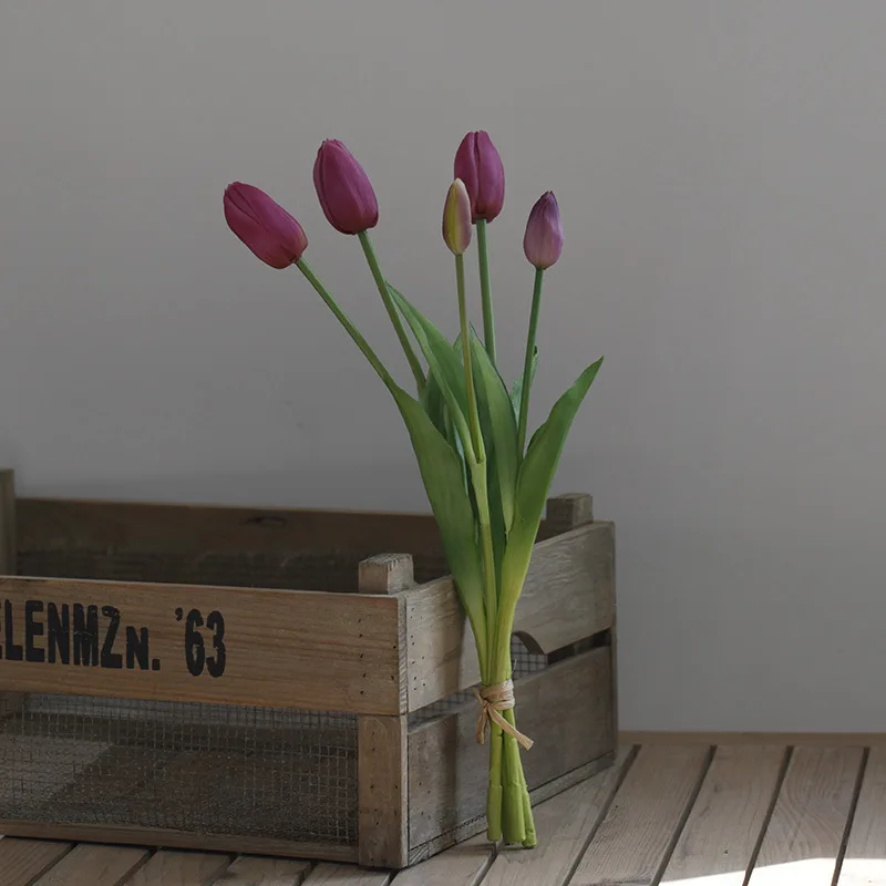 48 cm fünfköpfiges Tulpenbündel, hohe künstliche Blumen, Innendekoration, Hochzeit, Foto, Ornament, Blumenarrangement – Detail 16
