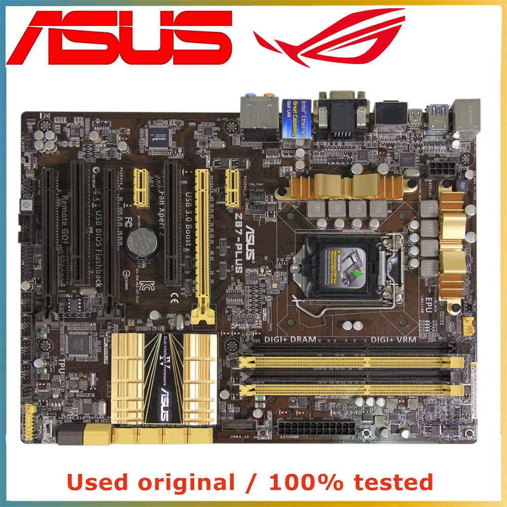 

Материнская плата для ASUS Z87-PLUS компьютера LGA 1150 DDR3 32G для Intel Z87 десктопная материнская плата SATA III PCI-E 3,0 X16