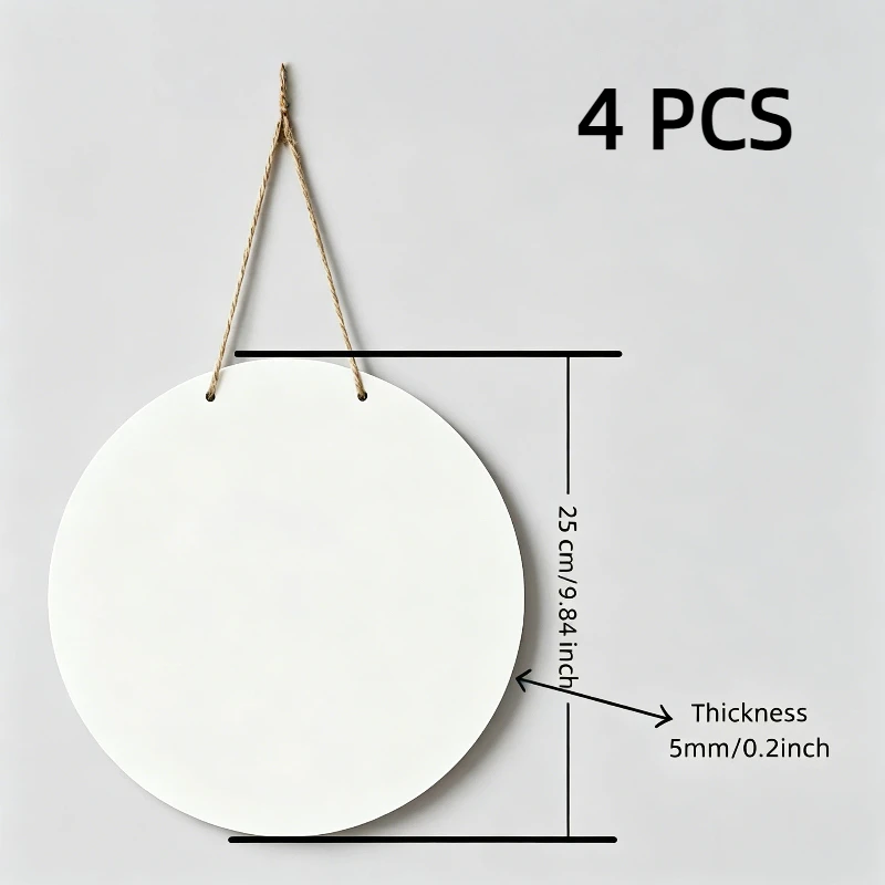 4개입 25cm 승화용 원형 나무 문걸이 액자 공백 사인, 공예, 할로윈, 크리스마스 장