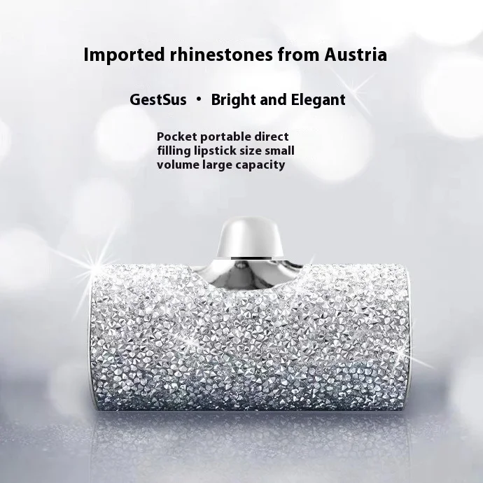 Xilecaly Diamond Portable Charger Power Bank For iPhone 16 15 14 Pro MAX Xiaomi Samsung Oneplus Mini Pocket Power Bank 5000mAh 2
