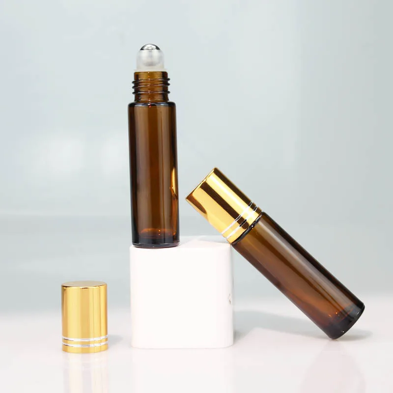 10ml Empty Amber Thick Roll On Glass Bottles with Stainless Steel Roller Ball For Essential Oil Refillable Bottles 2024 5
