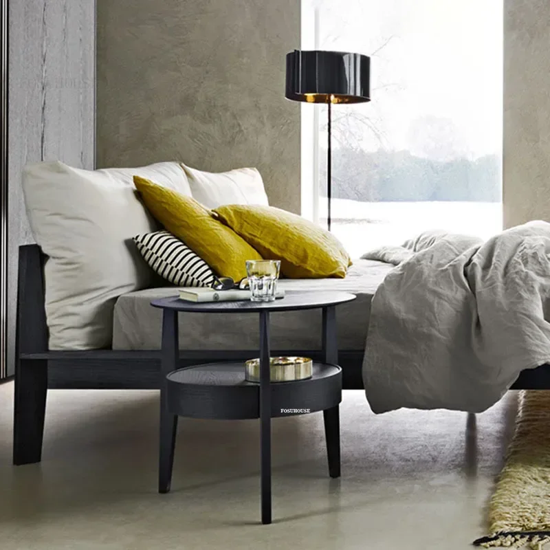 Nordic Solid Wood Nightstands for Bedroom Furniture Minimalist Designer Retro Bedroom Nightstand Solid Wood Side Table