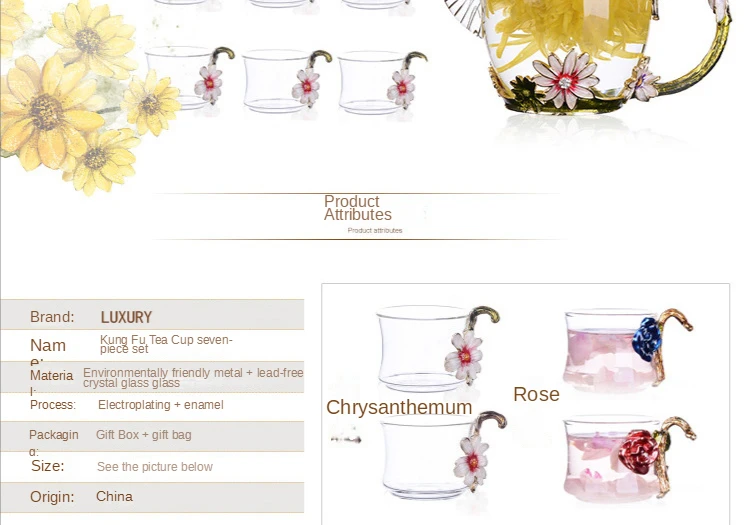 Description Picture 3 of itemCreative Hand-painted Enamel Color Tea Pot Heat-resistant Glass Single Pot Teapot High-grade Flower Tea Kungfu Water Pots Kettle