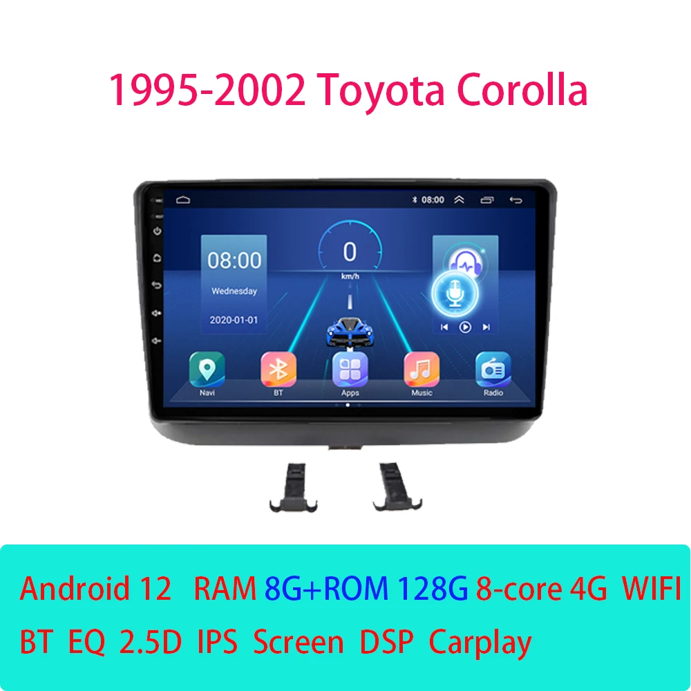 

For Toyota Corolla 1995-2002 Right Wheel Car Radio Android 12 Carplay 4G WIFI GPS Navigation Player