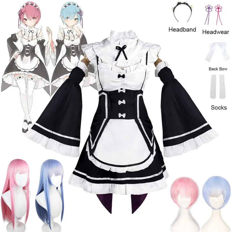 Relife In A Different World From Zero Rem Cosplay Maid Outfit Anime