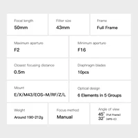 TTartisan 50mm F2 Lens Full Frame MF for Sony E Fuji X Canon EOS-M RF Nikon Z Leica Panansonic L Mount Cameras 2