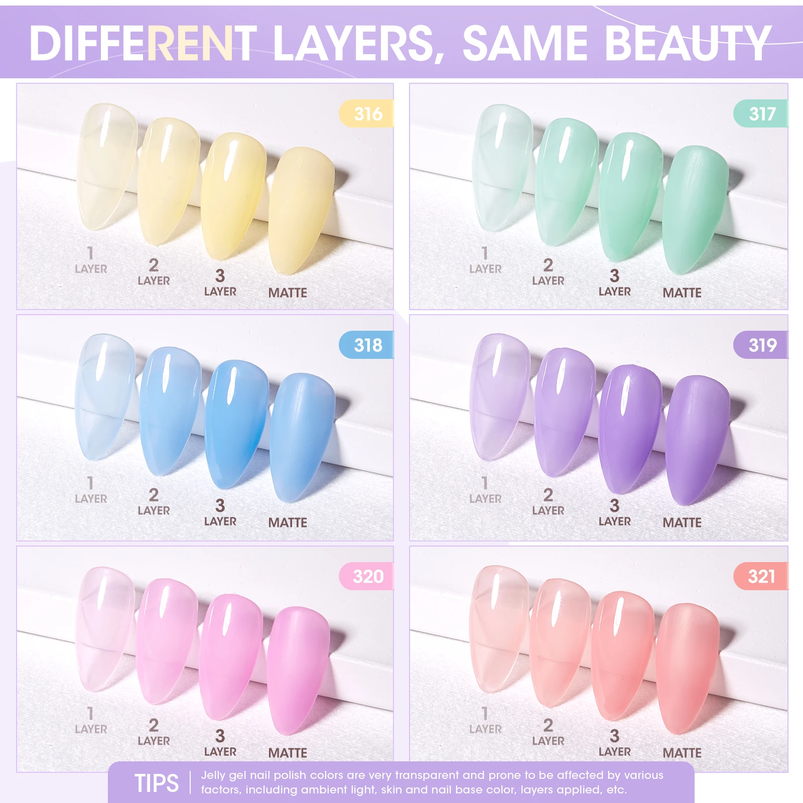 Gel Nail Polish Kit with 6 Colors and Portable UV Lamp
