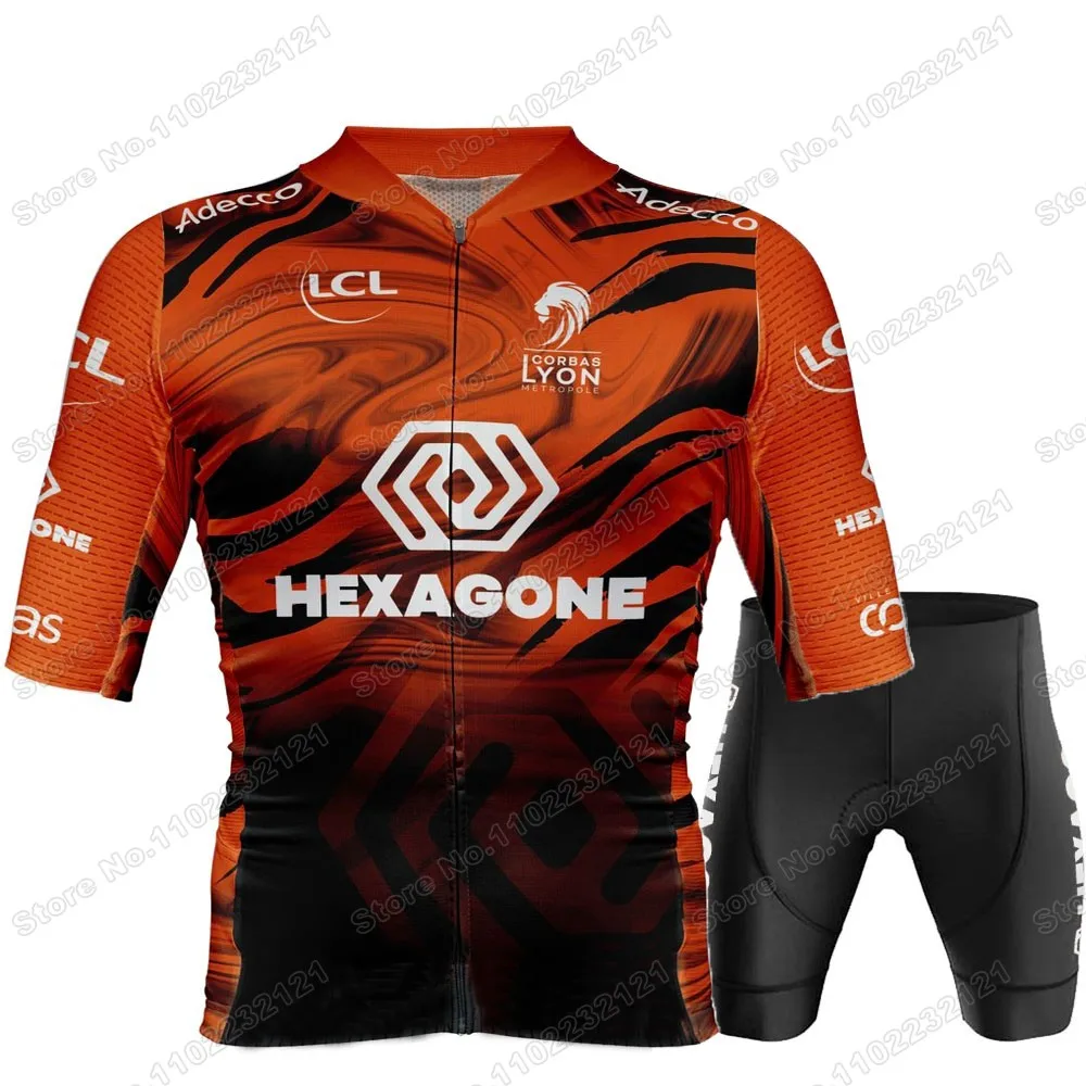 HEXAGONE-CORBAS LYON METROPOLE Cycling Jersey Set Men Cycling Clothing Road Bike Shirt Suit Bicycle Bib Shorts MTB Wear