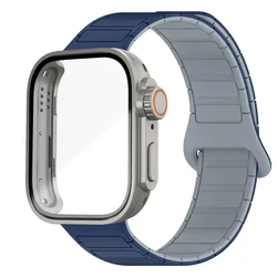 Enhanced Magnetic Sport Band with Breathable Dual - Color Silicone Strap and Sweat - Resistant Case for Huawei Fit 3 (MidU Gray Ti)