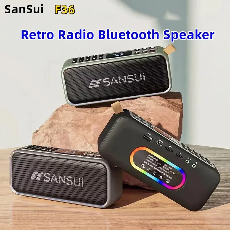 SANSUI F36 Retro FM Radio Wireless Bluetooth Speaker USB/TF Mini