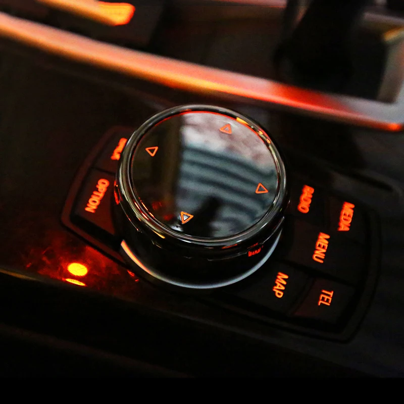 Car Multimedia Button Cover for IDrive Car Multimedia Button Cover Trim Knob Sticker for-BMW F10-F26