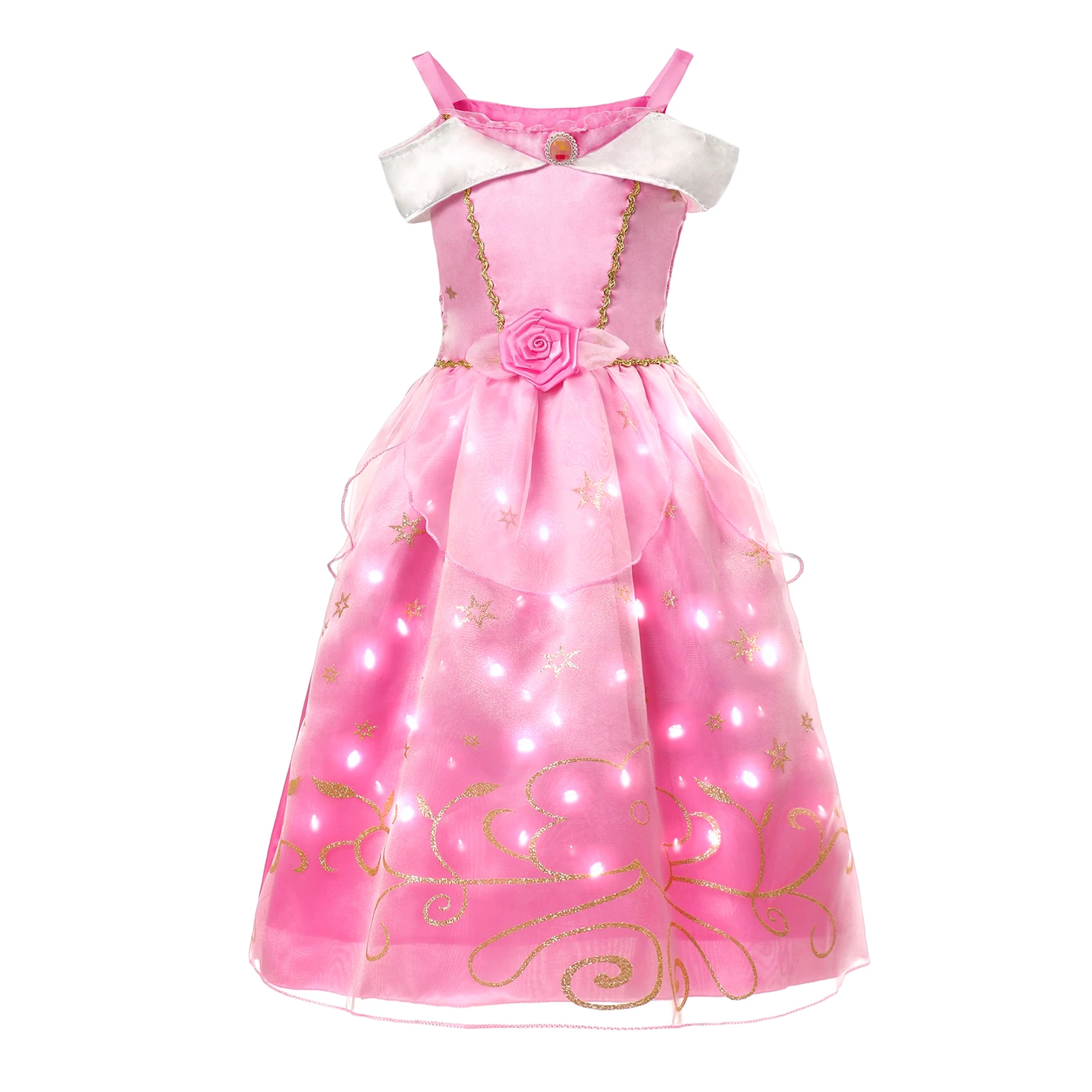 thumbnail image 1 of Vestido de princesa con luz LED de Disney para niña, Elsa, Anna, Aurora, ropa de fiesta de cumpleaños para niño, disfraz de Cenicienta y Frozen, 1 of 5