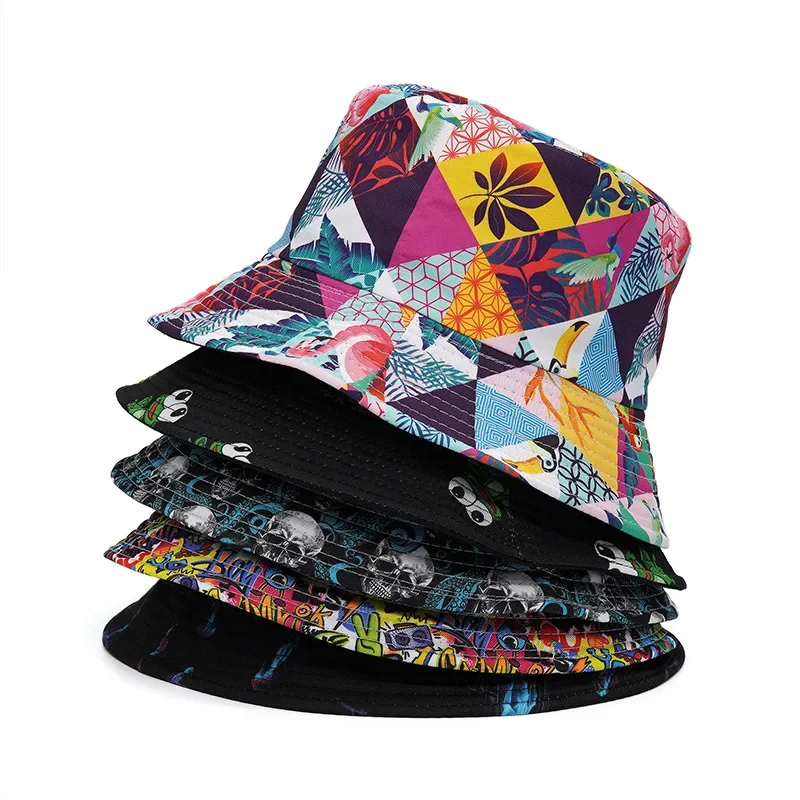 Summer Graffiti Bucket Hat for Women Men Skull Floral Outdoor Foldable Bob Fisherman Hat Girls Gorros Panama Sun sun hats fisherman hat denim bucket hats sunscreen hats camping hats bucket hats sun hat