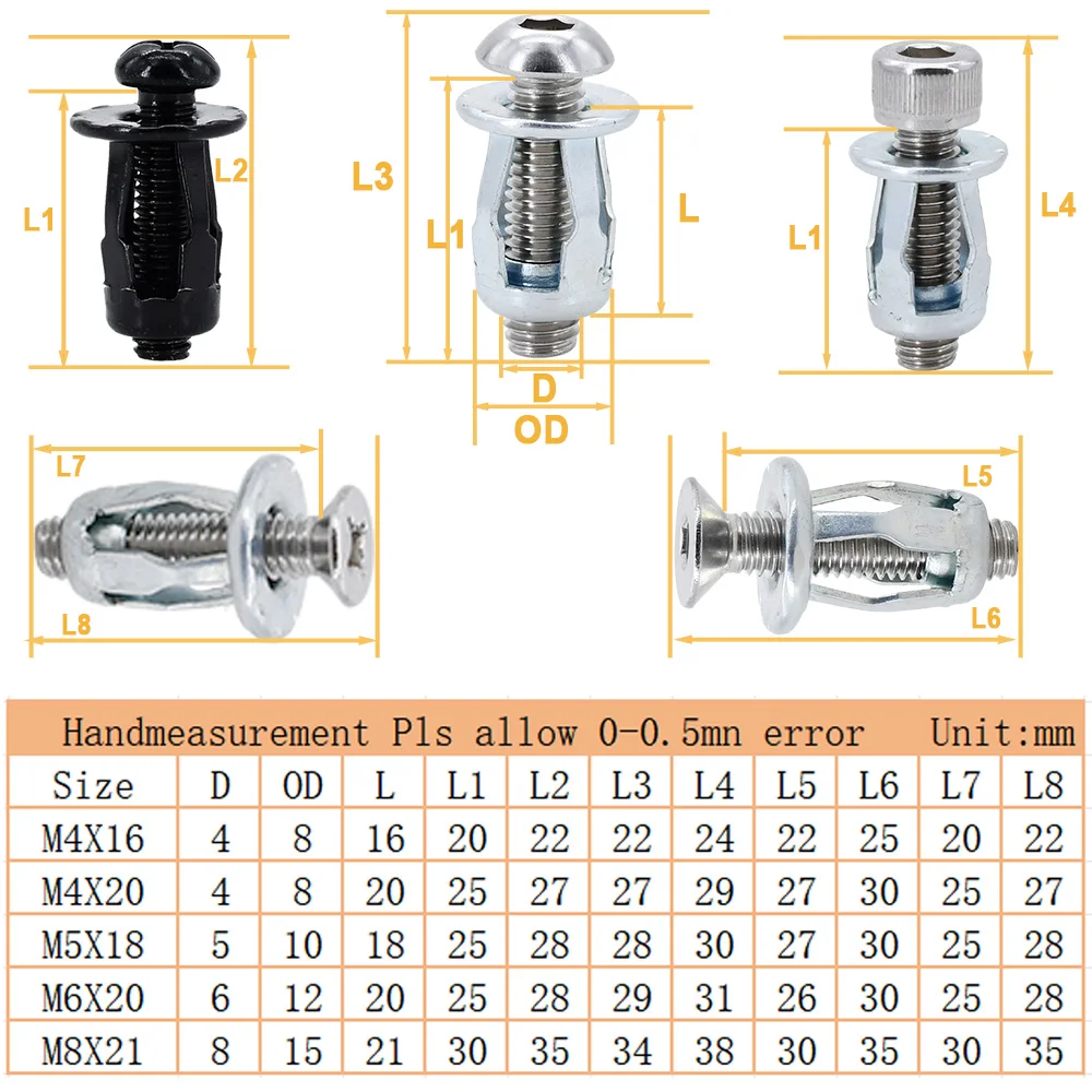 Petal Shape Metal Rivet Nuts Kit M4 M5 M6 M8 Molly Jack Nut Hex Expansion Screw Bolt License Plate Panel Clamp Lock Rivetnut motorcycle rivet nuts rivet nut screws