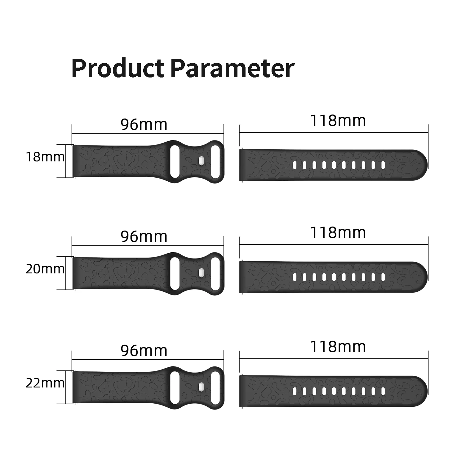 Engraved Silicone Watch Band - Adjustable Strap
