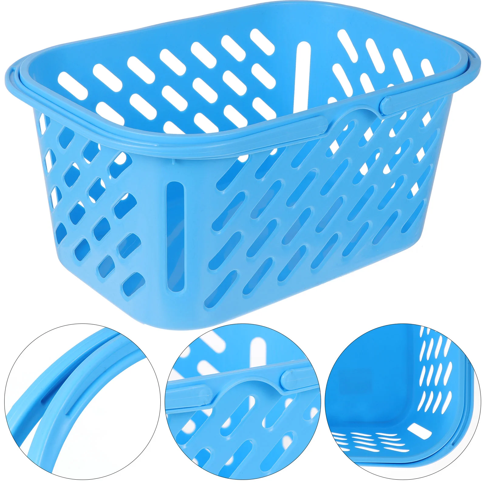 

Blue Plastic Shopping Basket Organizer - 10L Portable Handheld Storage for Supermarket, Retail, Bookstore and Fruits
