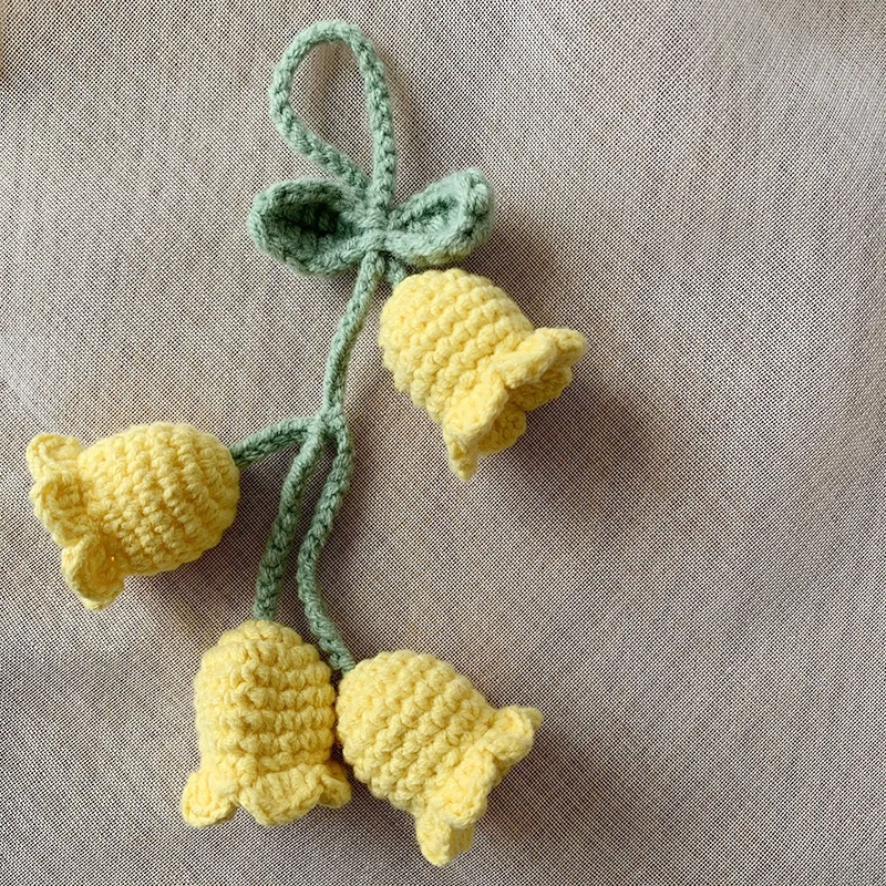 Étuis porte-clés en tricot fait main - Fleur Rouge